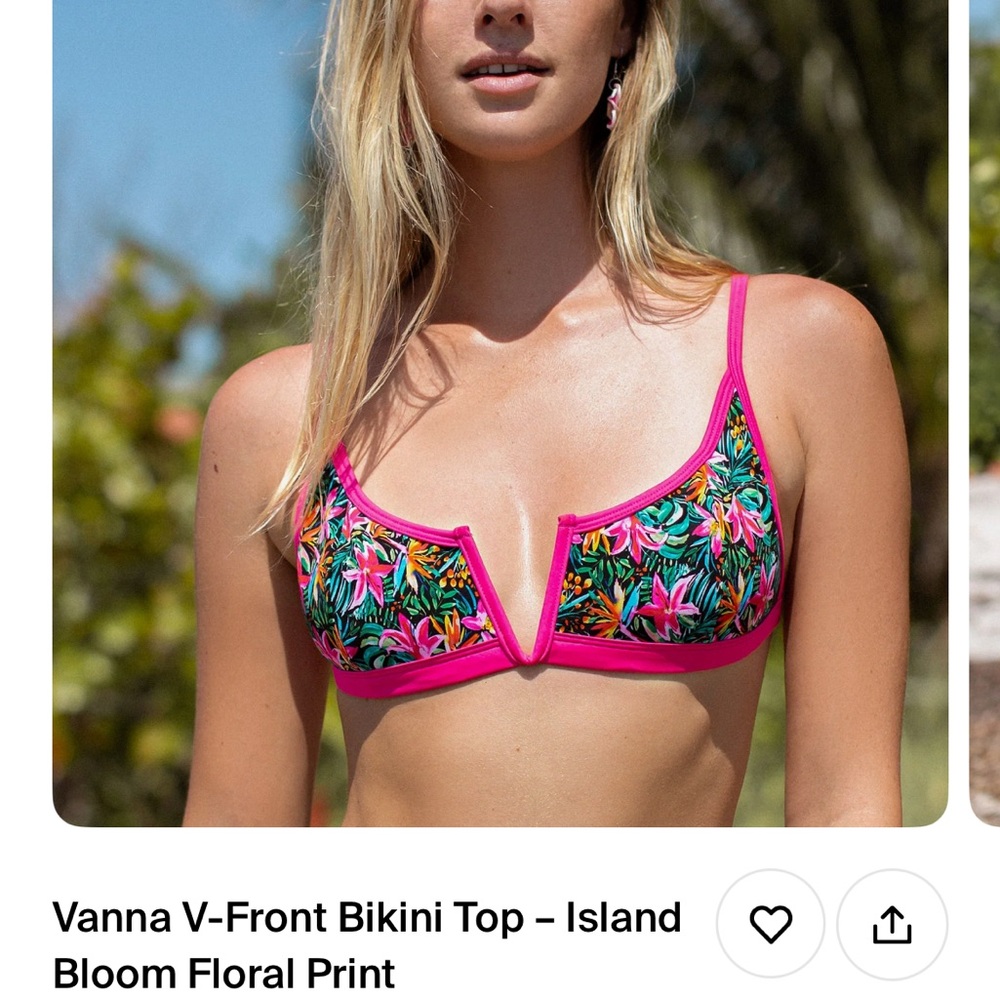 Vanna V-Front Bikini Top - Pink Floral Print